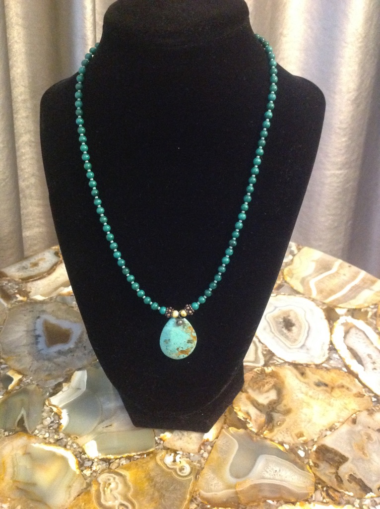 Turquoise Small Beaded Necklace 18″ – G-Ma Jewels